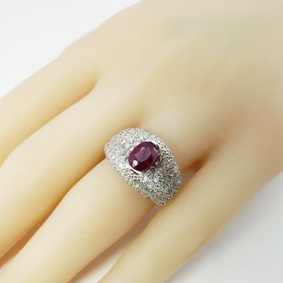 Vintage 18 Karat White Gold Ruby and Diamond Ring Size 6.25 #10144 - Picture 11 of 11